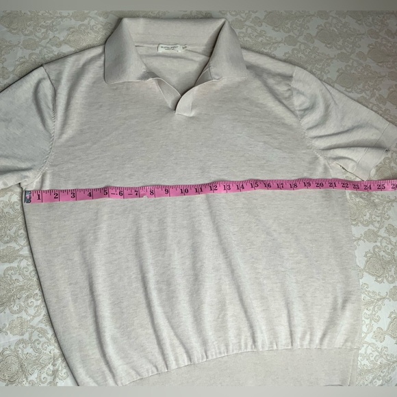 Men’s Suitsupply Cotton-Silk Buttonless Polo – Beige XXL - Picture 4 of 5